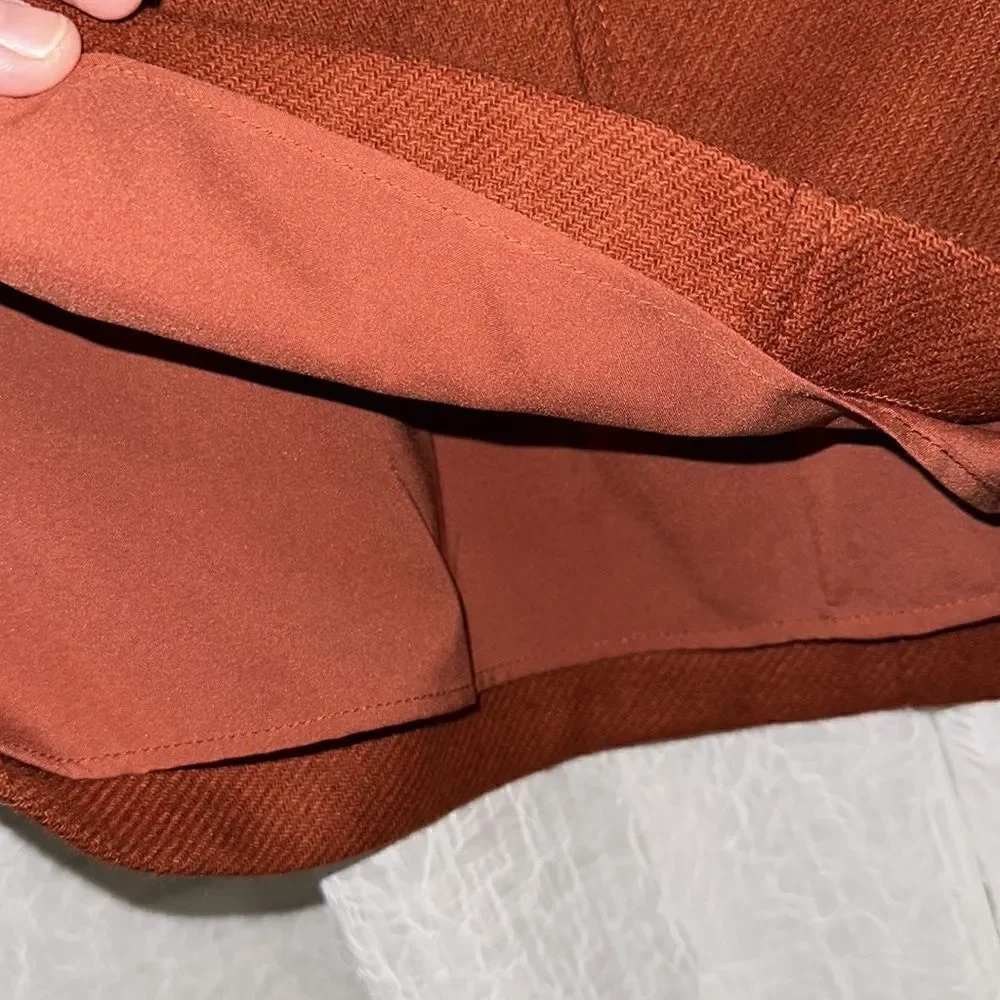 Madewell 2 Rust Brown Wool Blend Mini Pencil Skirt with Front Pockets